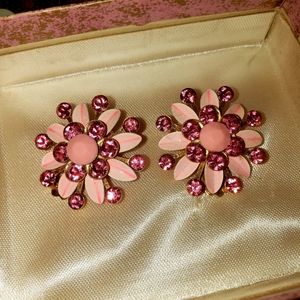 Vintage Pink Flower Clip-ons